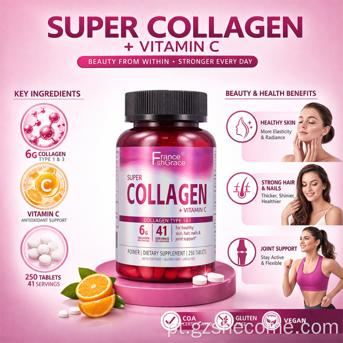 Shecome Multi Collagen Tablets Clareamento multi colágeno da pele